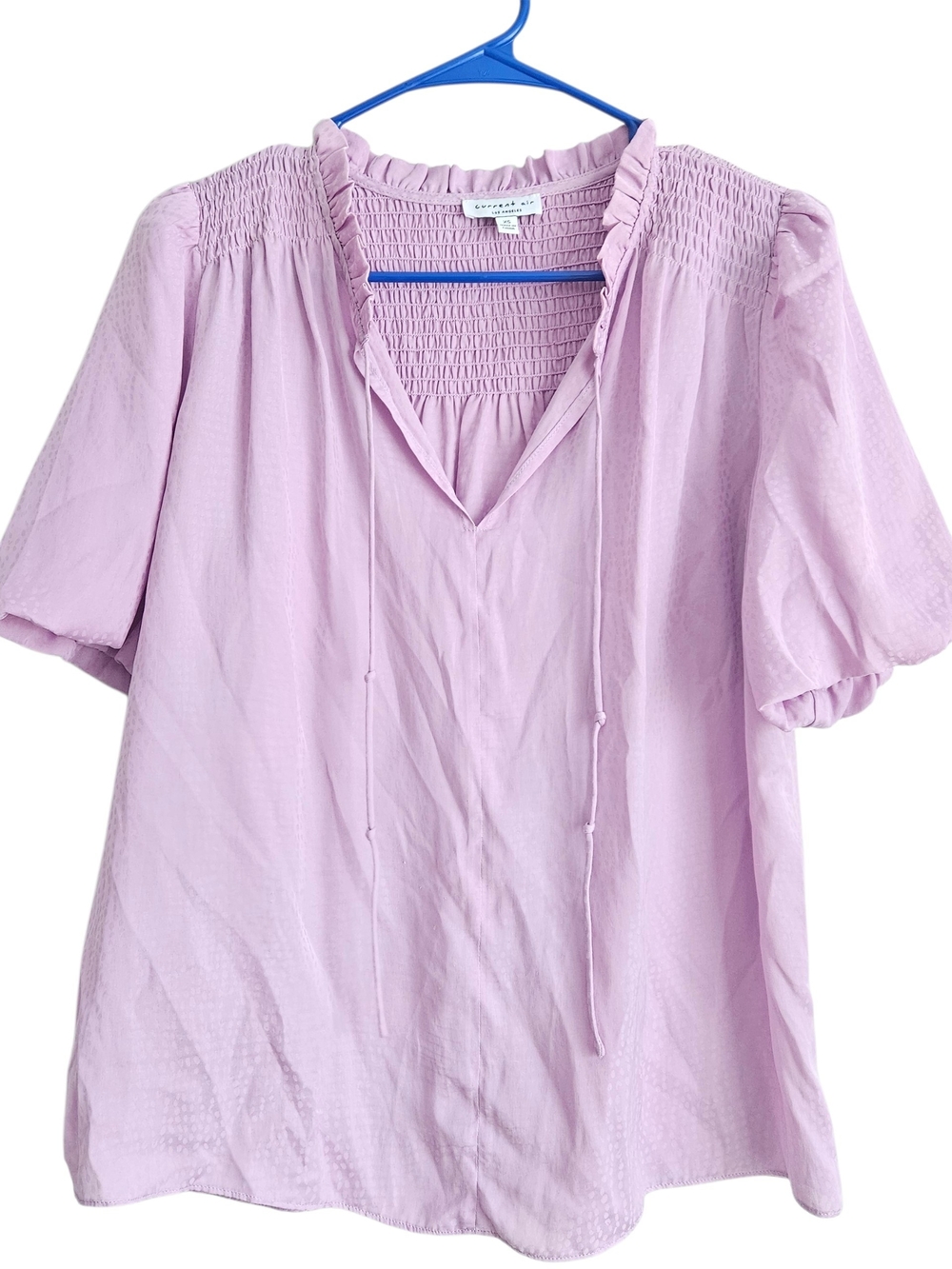 Current Air Lavender Smocked V-Neck Peasant Blouse Size XS